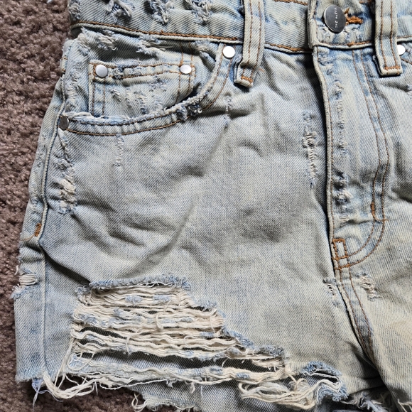 Nasty Gal Light Blue Distressed Denim Shorts - Picture 1 of 7